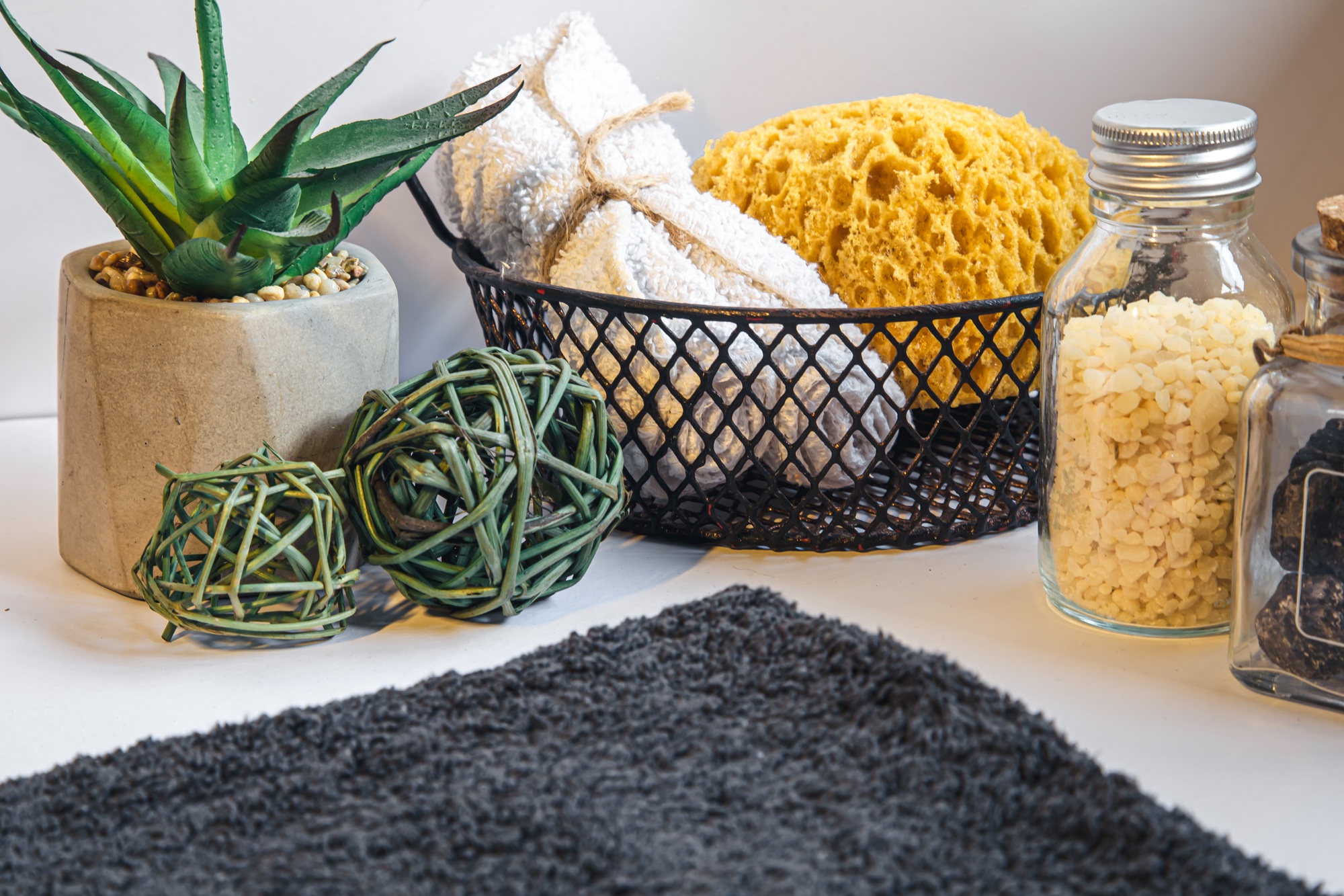Spa composition with home hygiene and body care products.