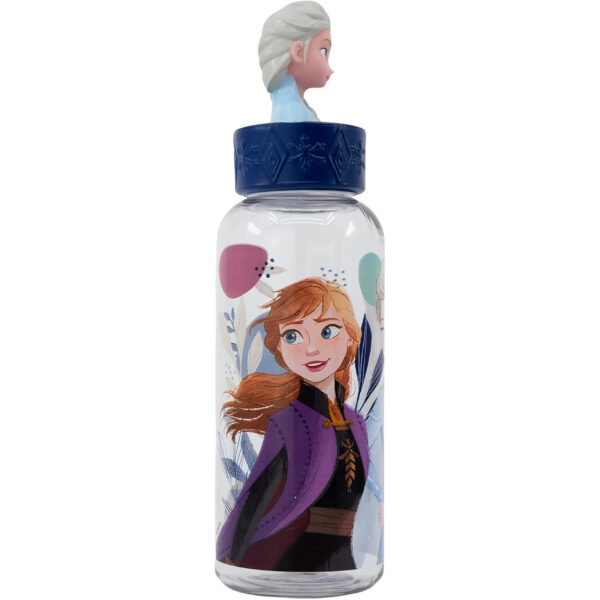 Botella Frozen 3D con pajita – Infantil y reutilizable (470ml) - Imagen 2
