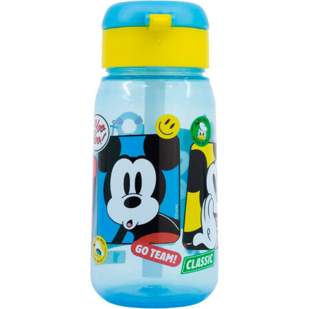 Botella infantil de Mickey Mouse con pajita – Reutilizable y sin BPA (470 ml)