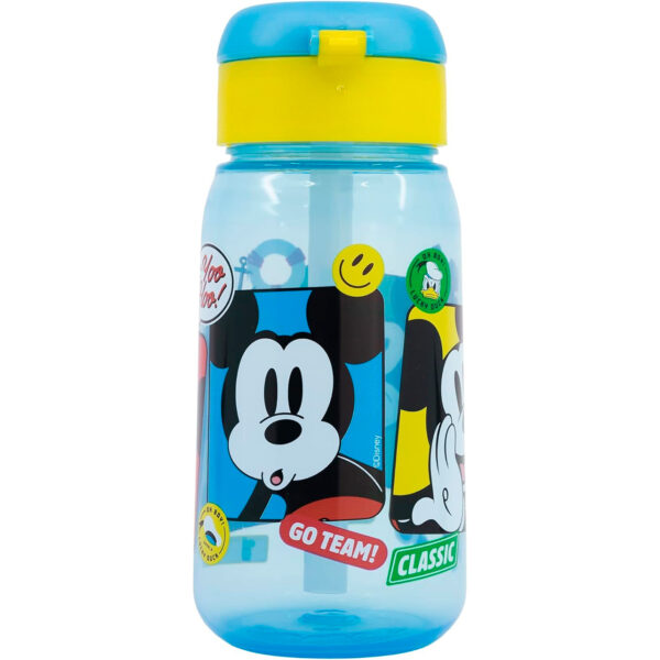 Botella infantil de Mickey Mouse con pajita – Reutilizable y sin BPA (470 ml)