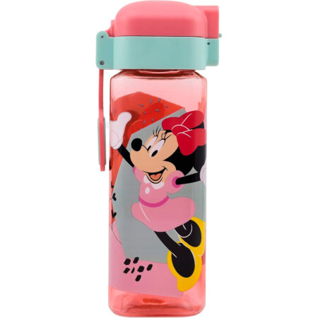 Botella infantil de Minnie Mouse – Reutilizable con pajita antigoteo, 400 ml
