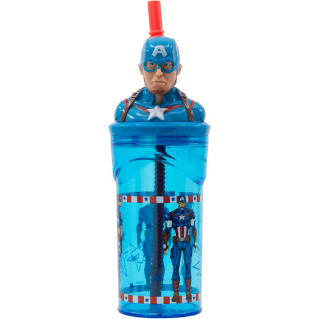 Vaso infantil reutilizable Capitán América – Marvel Avengers, 430 ml, libre de BPA