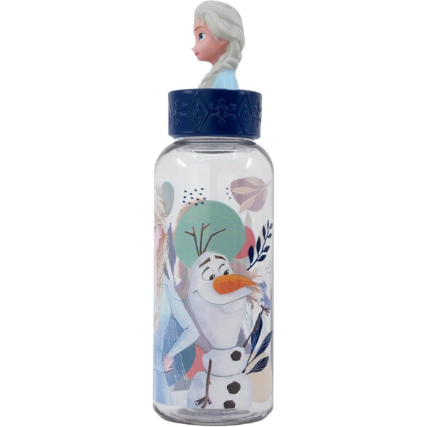 Botella Frozen 3D con pajita – Infantil y reutilizable (470ml) - Imagen 3